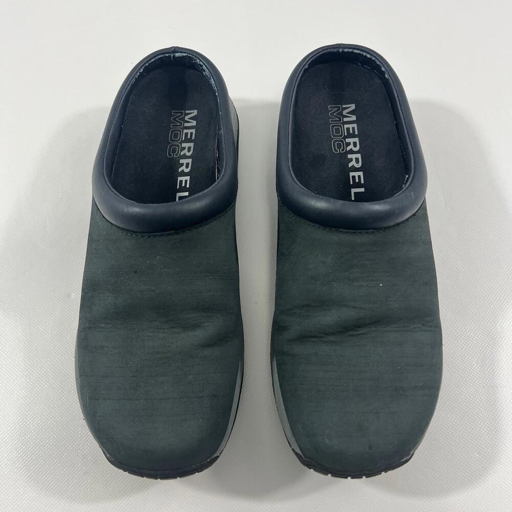 Merrell Moc Jungle Premium Womens 7.5 Black Slip On Mules Shoes BLACK COLOR